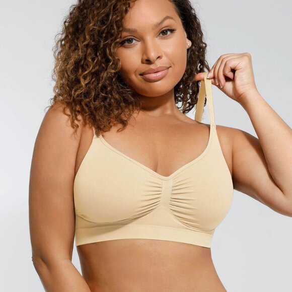 FeelinGirl NWT Smooth Seamless Comfort Wireless Bra, Butter Cream L - Stretchy - Picture 1 of 9
